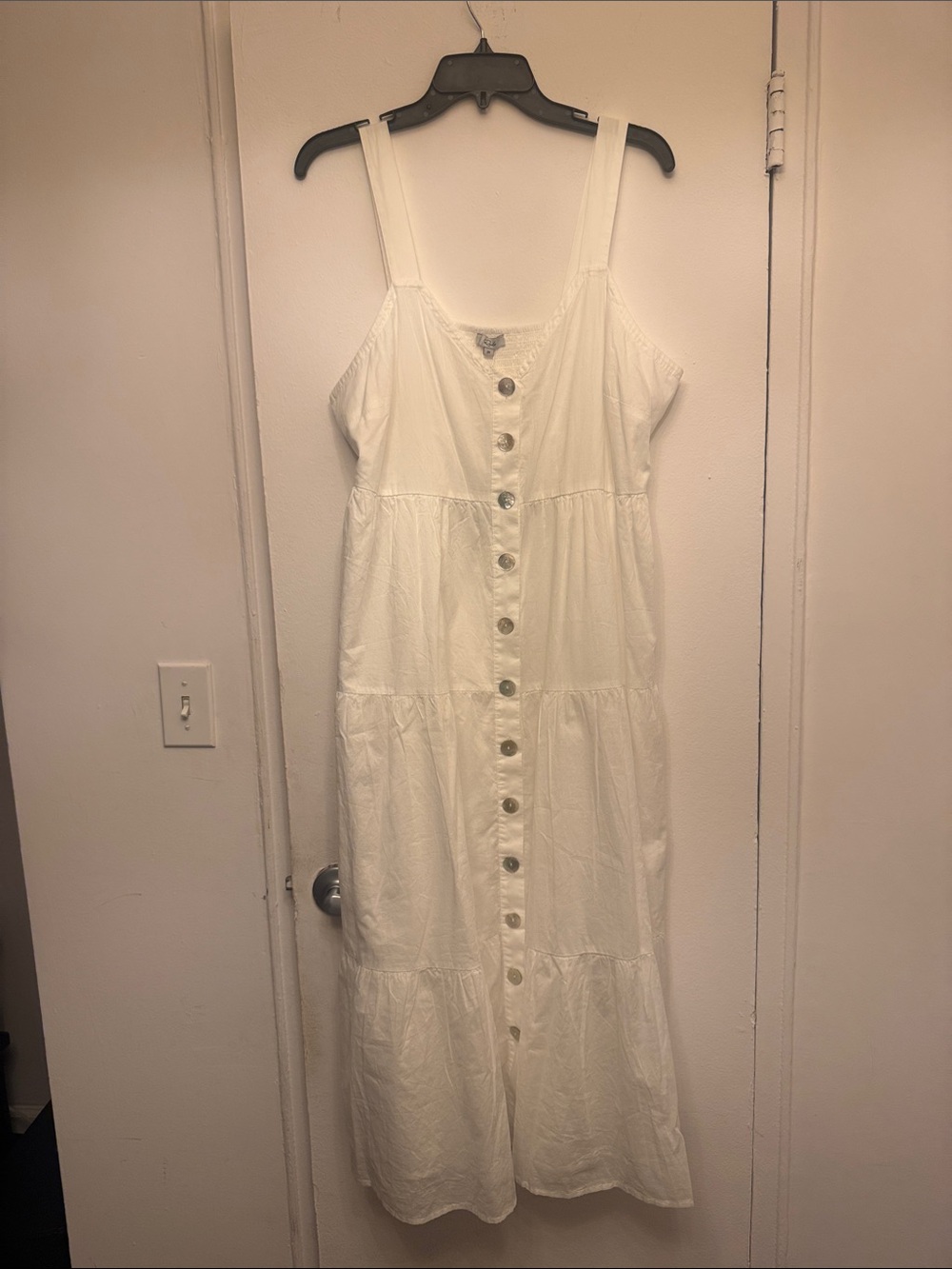 Rails White Button-Front Tiered Maxi Sundress